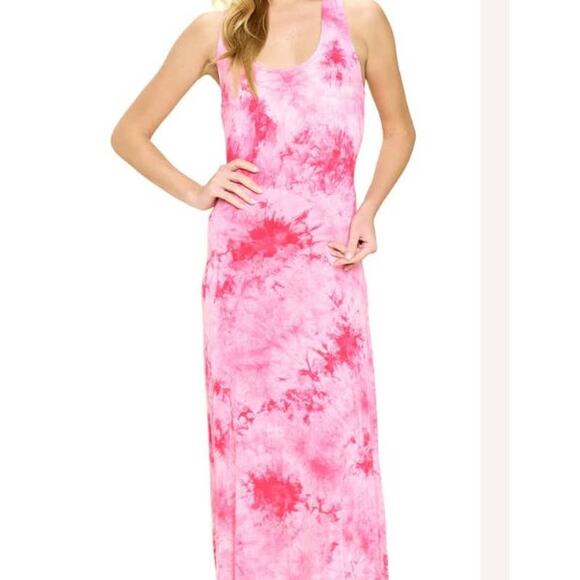 West Kei Pink Tie Dye Racer Back Maxi Dress Size S - Picture 2 of 7